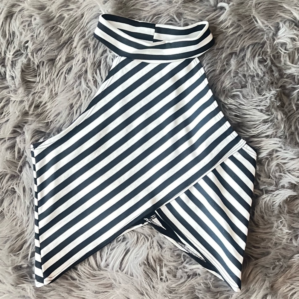 Mock neck asymmetrical crop top